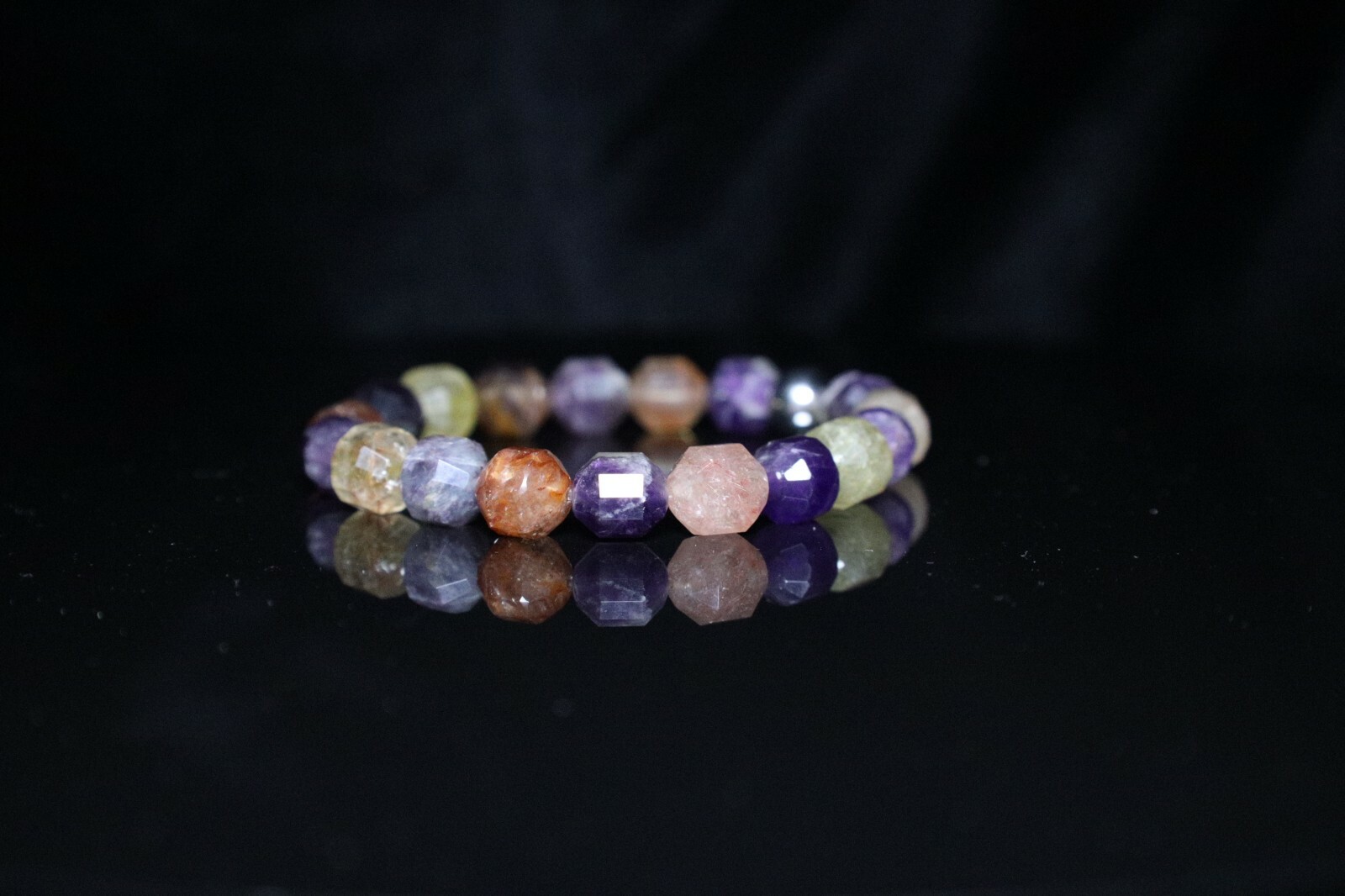 Handmade 10 mm AAA Natural Purple Amethyst Golden Red Rutile Quartz 10mm Faceted