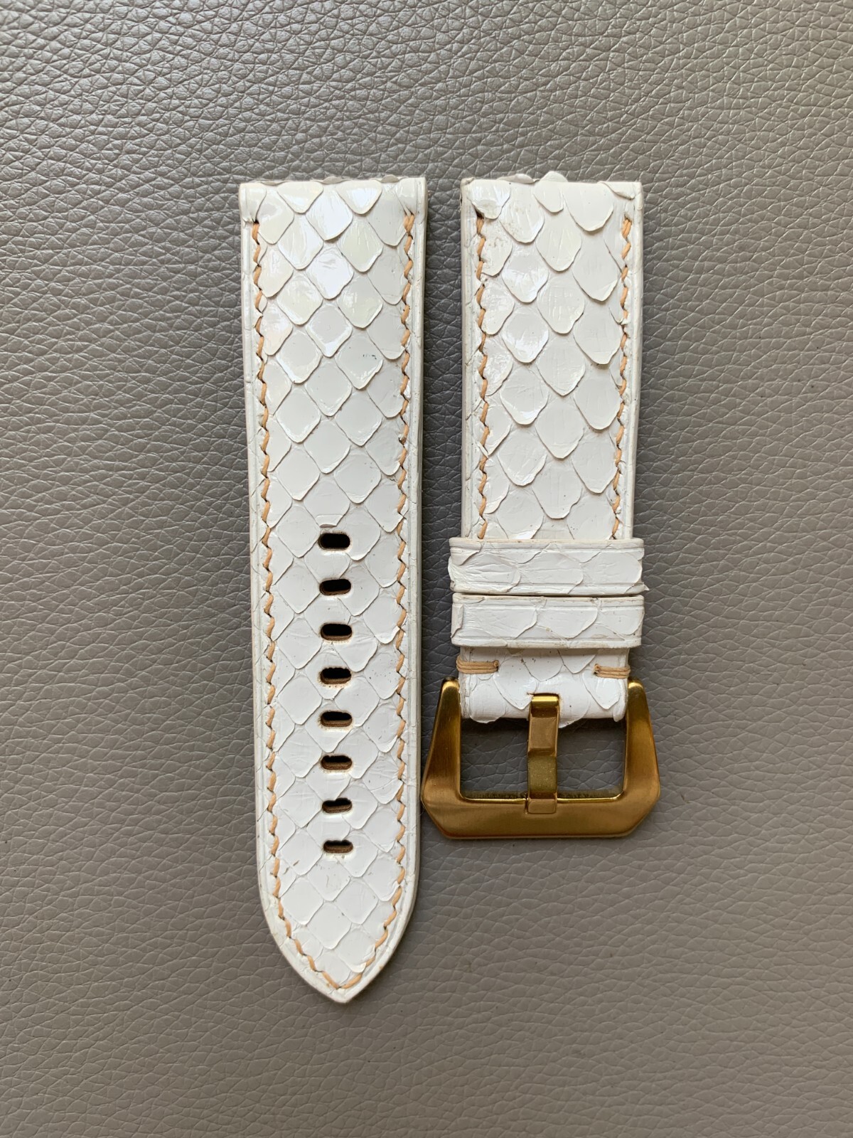 White Genuine Snake skin leather watch strap band, Custom Sizes 10mm to 26mm