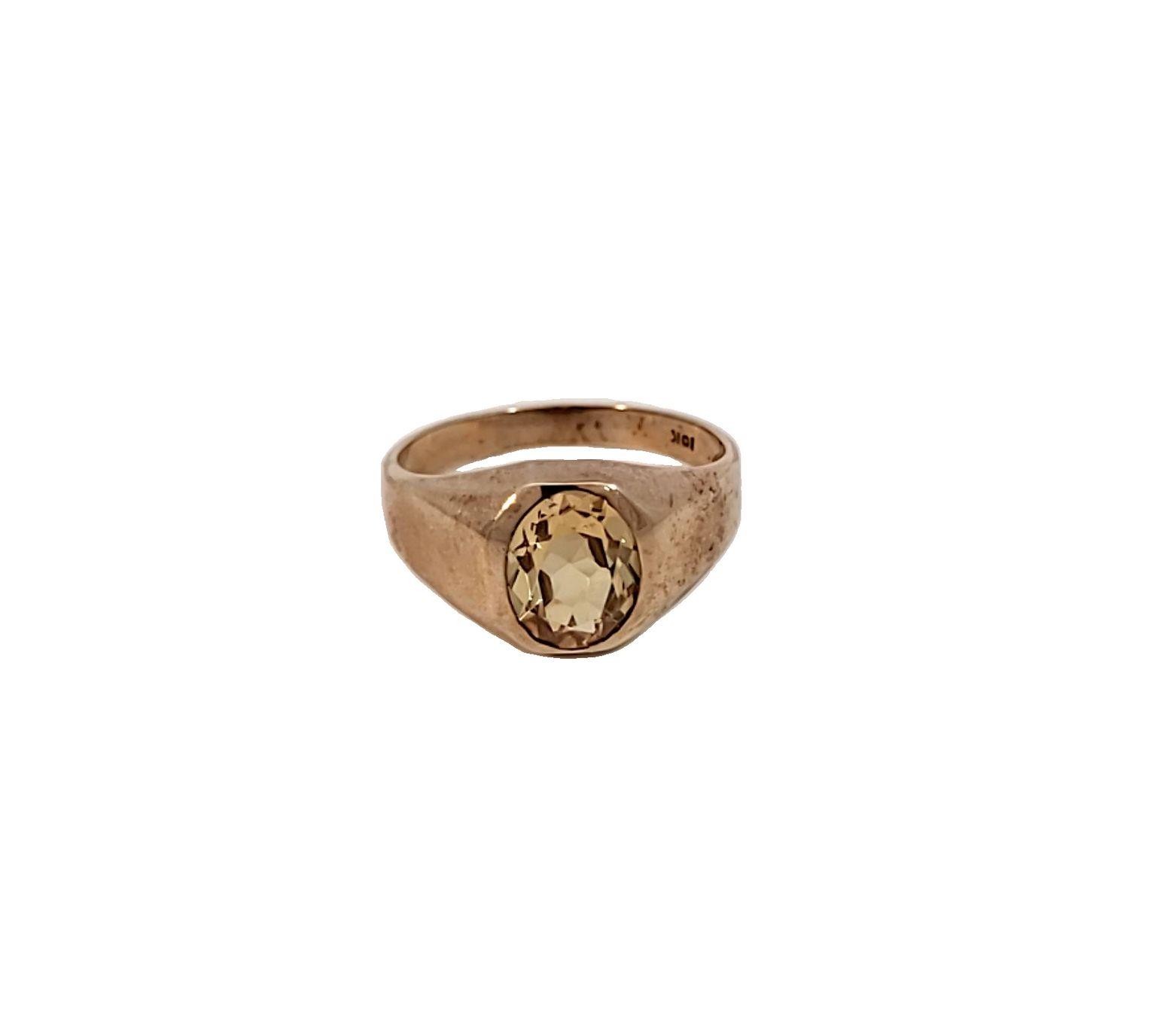 Gents 10K yellow gold gypsy set Citrine Ring size 10.5 R153