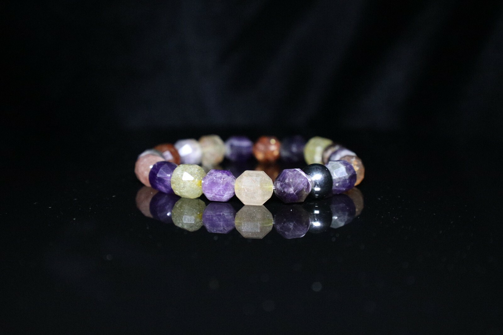 Handmade 10 mm AAA Natural Purple Amethyst Golden Red Rutile Quartz 10mm Faceted