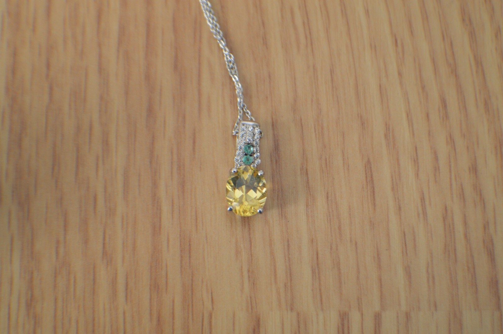 1.90ct AAAA Heliodor / Multi Gem Pendant w/20″ Chain in Rhodium over Fine Silver