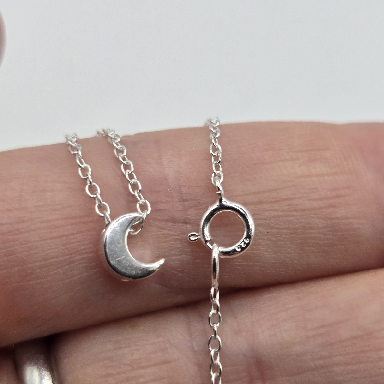 Silver Dainty Tiny Crescent Moon Charm Necklace Fairy Boutique Brand