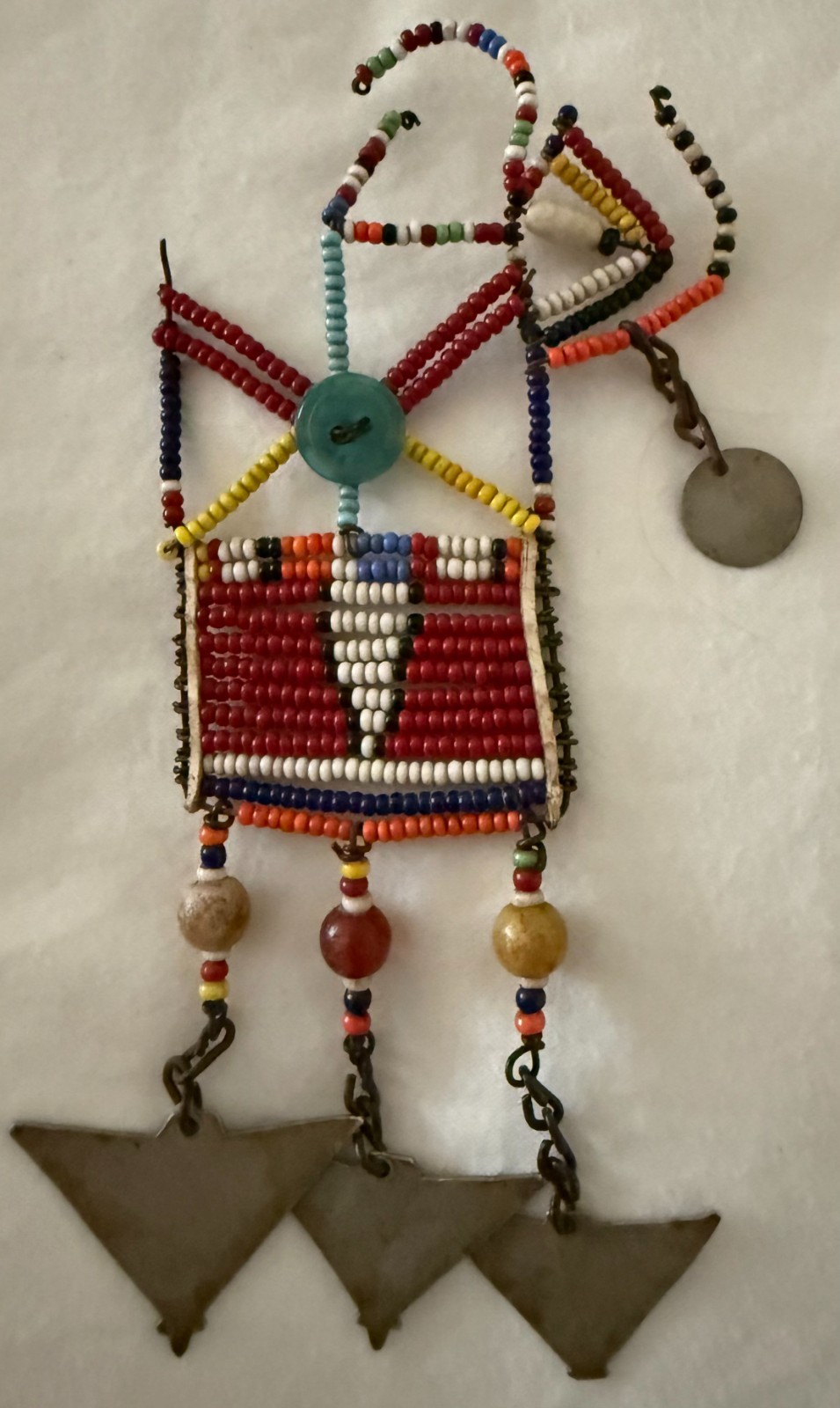 African Very Old Tribal Masai Beaded Earrings, Kenya