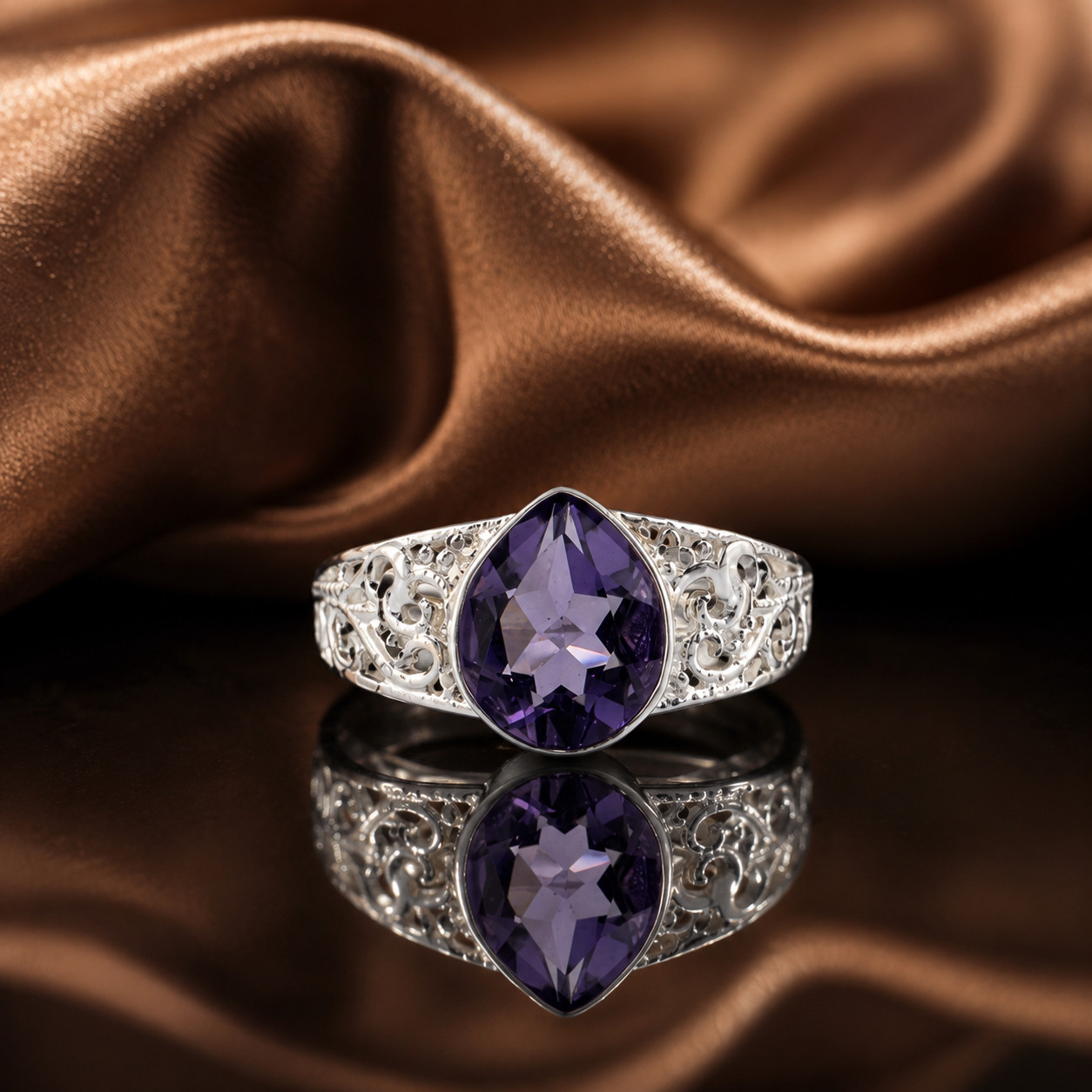 Iolite Gemstone 925 Sterling Silver Designer Zircon Ring For Anniversary Gift