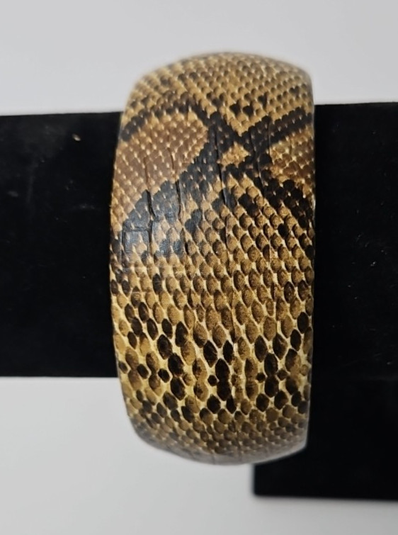 Snake Skin Tan Brown Black Bangle Bracelet