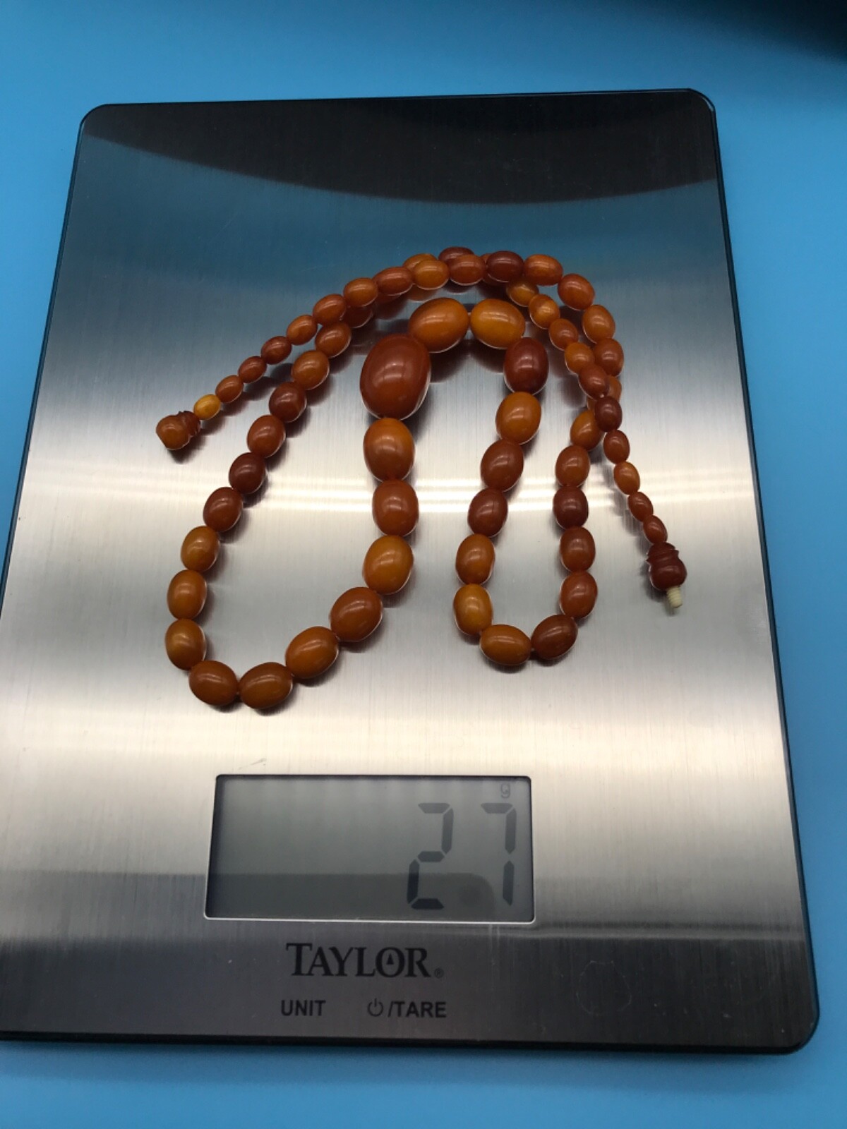 Vintage BUTTERSCOTCH BALTIC AMBER NECKLACE 26″ graduated beads 27g – Exquisite!