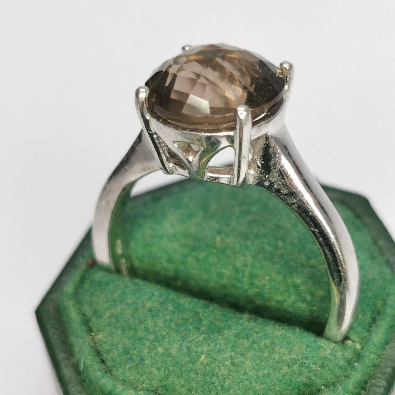 Gemporia/Gems TV Smokey Quartz Silver Ring Size P 1/2