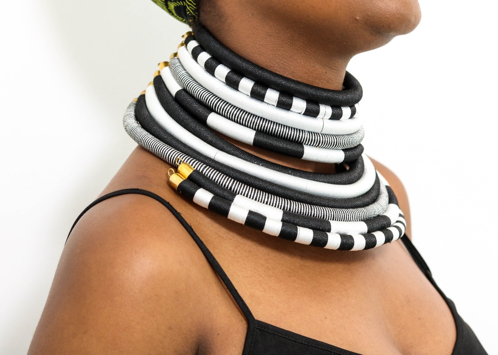 African Silk Thread Choker Necklace Handmade Tribal Statement Collar Jewelry