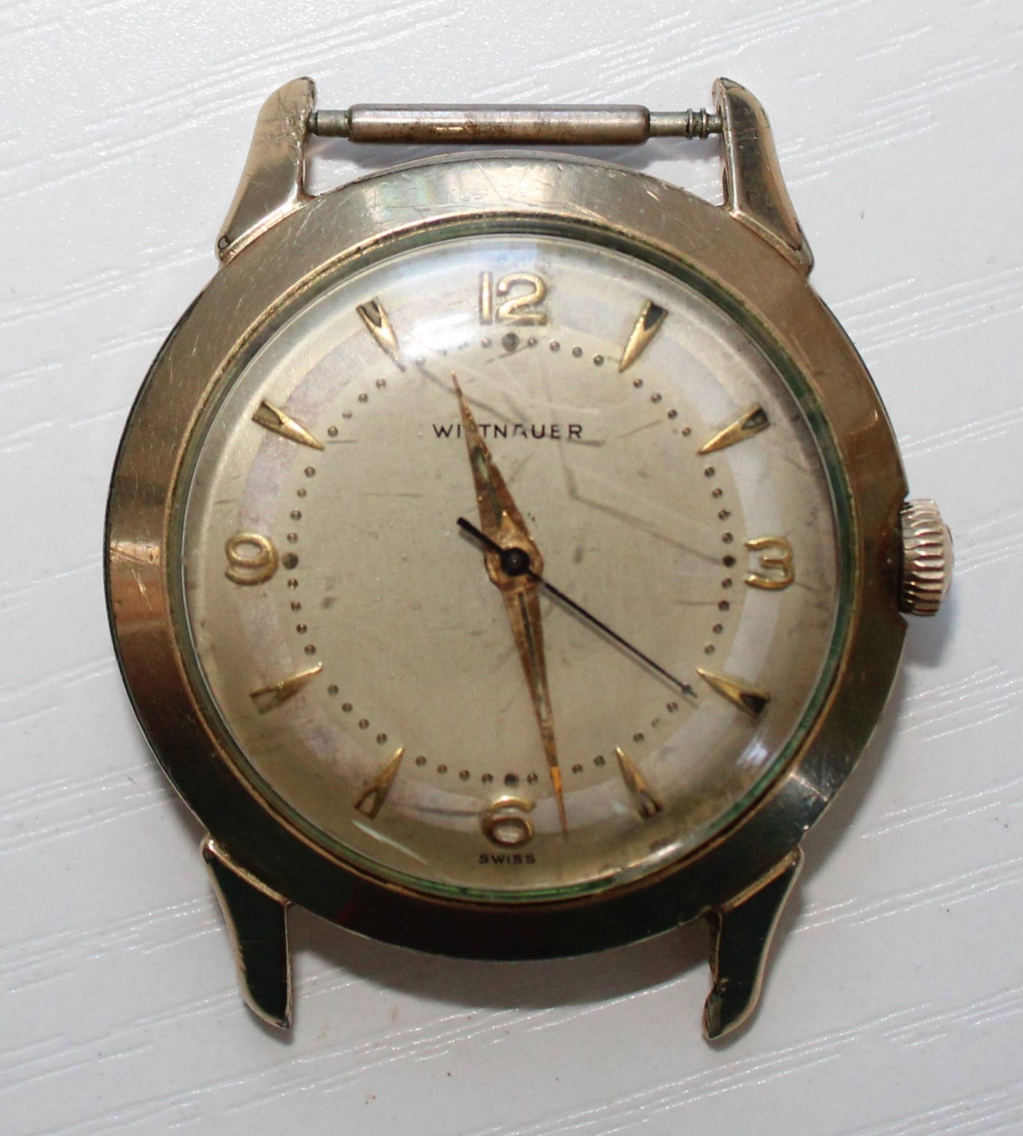 Vintage Wittnauer 10K Gold Filled Bezel Manual Wind Man’s Watch Running No Band