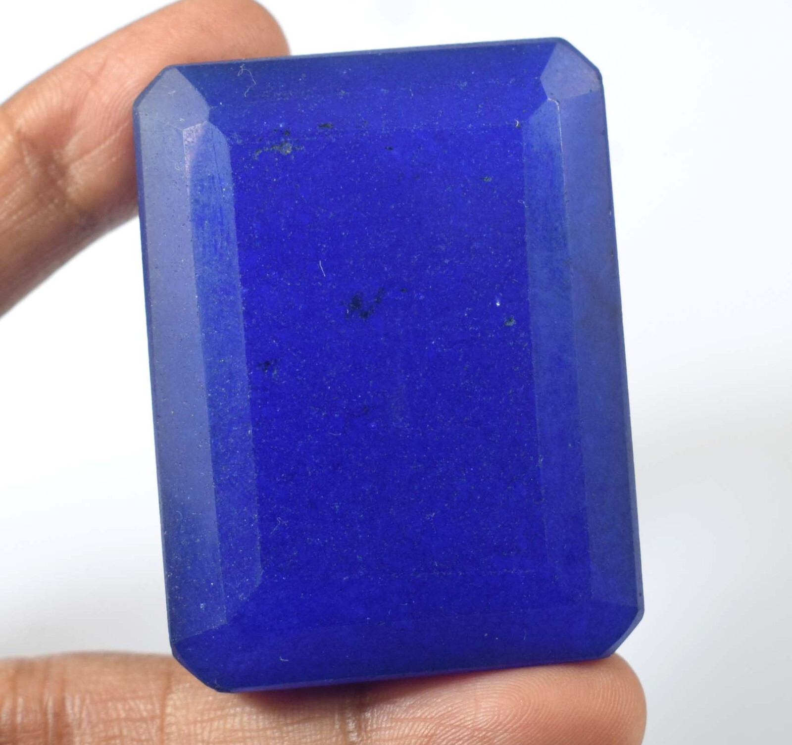 African Big Size Blue Sapphire Natural Emerald Cut Certified Gemstone KH12