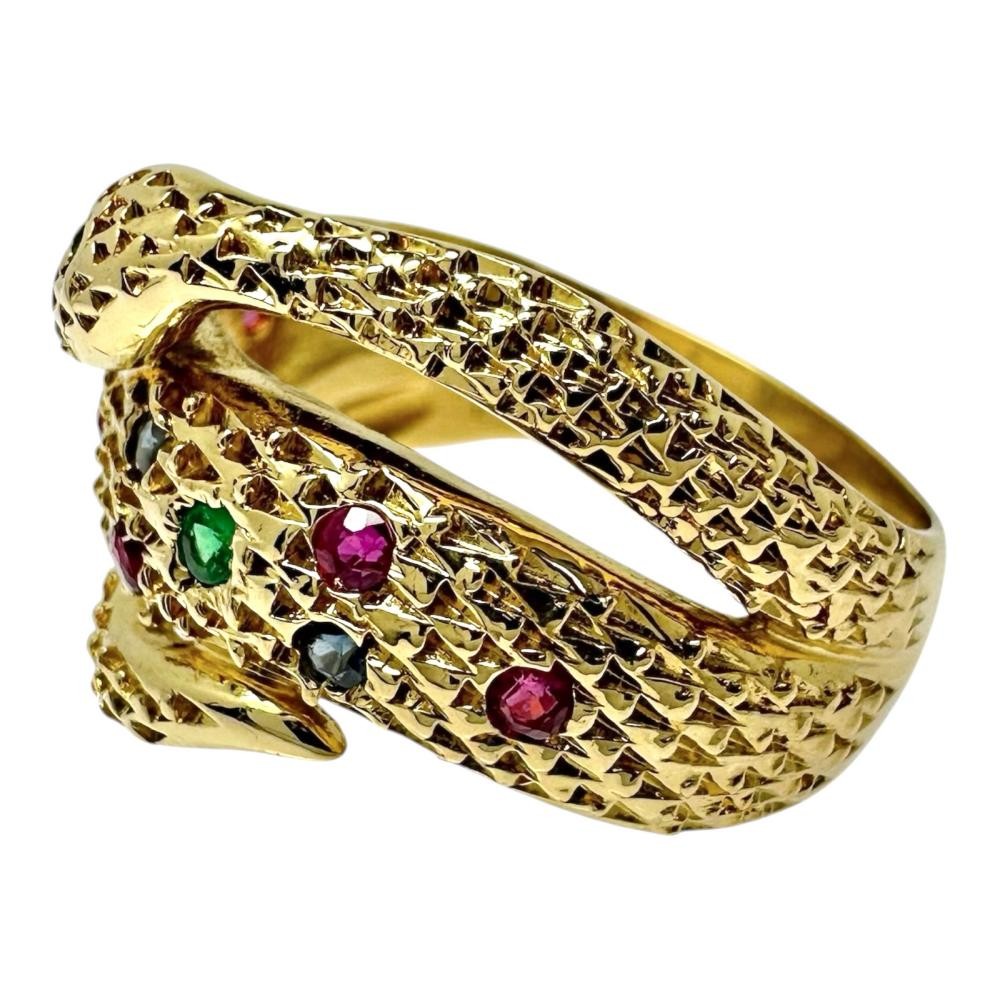 US 6.4 Snake motif Ruby Total 0.16ct sapphire Total 0.09ct Emerald Total of …