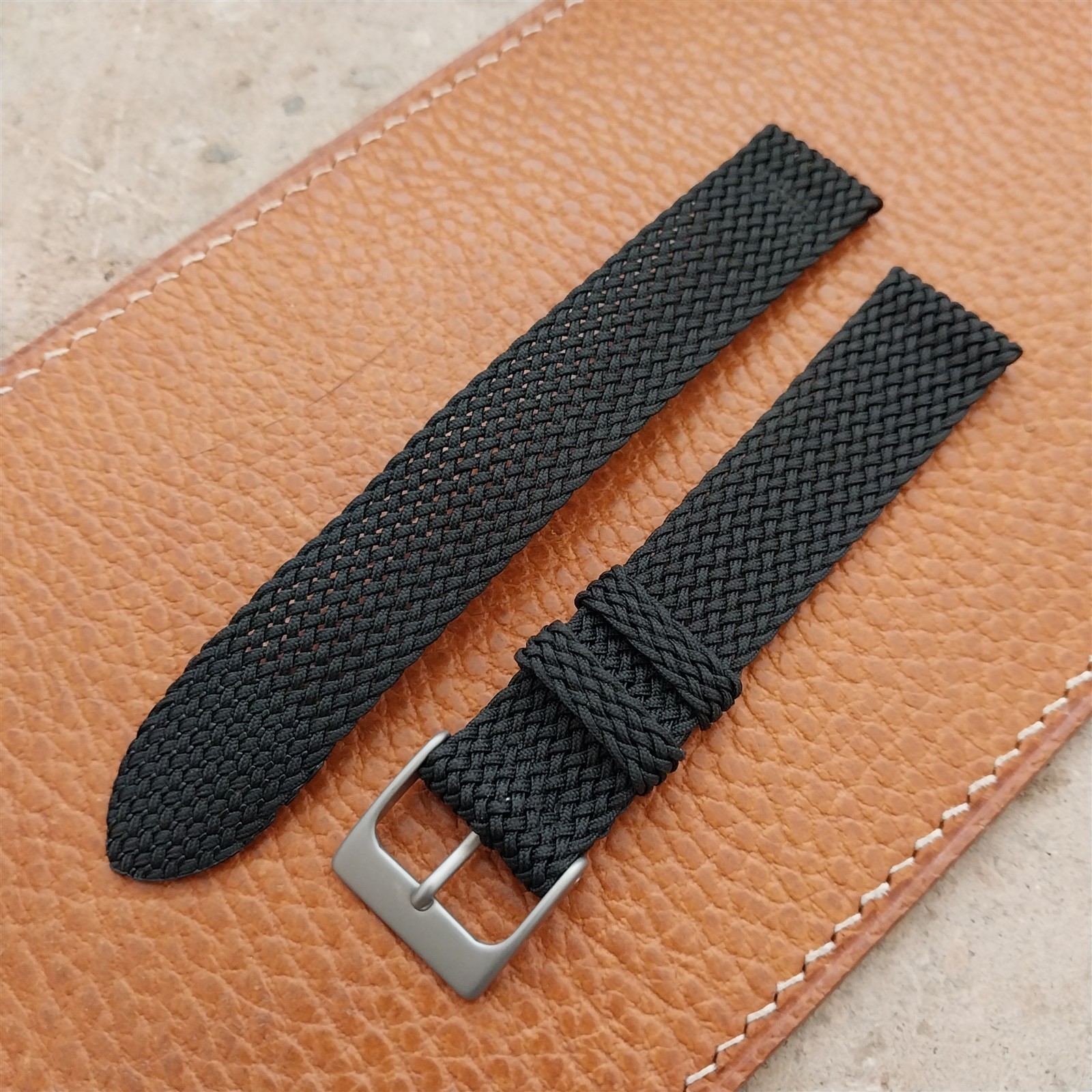 Vintage 16mm Braided Perlon 2-Piece Swiss 1960s Unused Field Watch Strap
