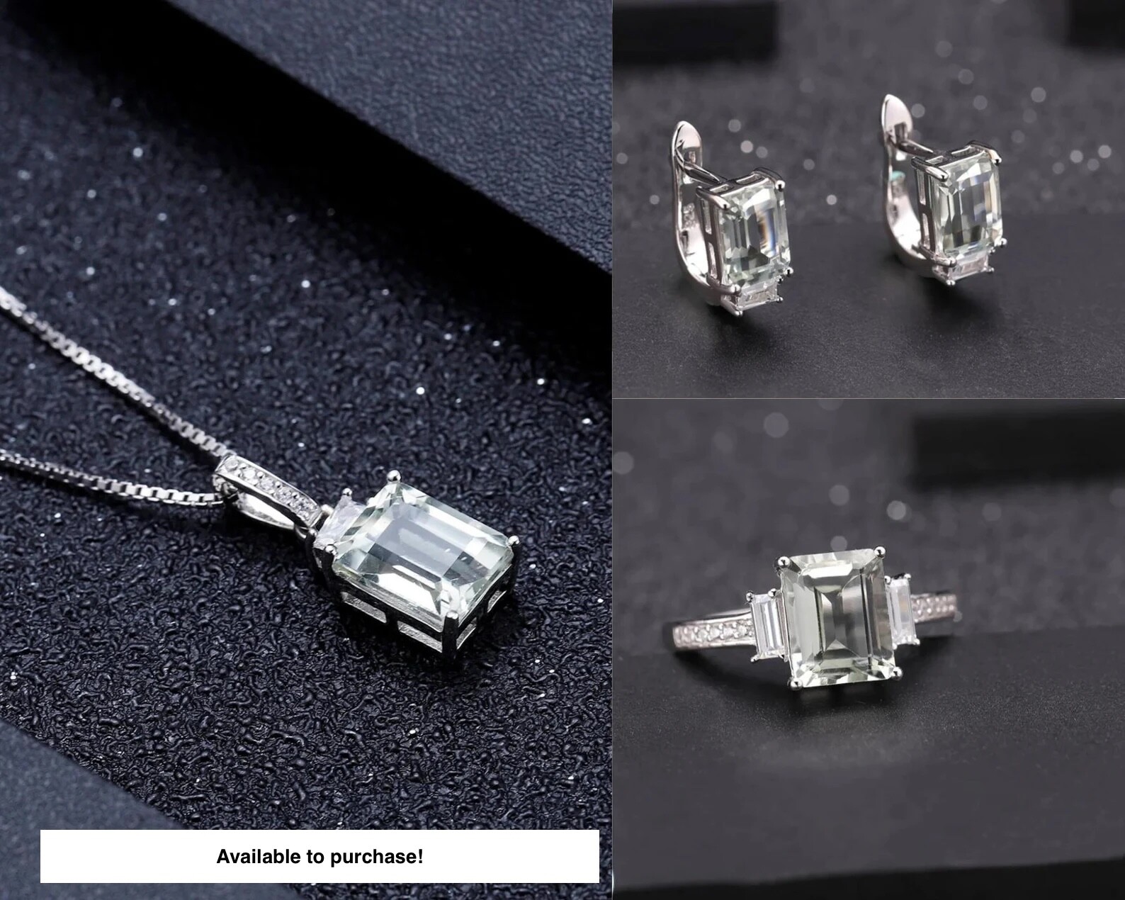 Natural 1.55CT Green Amethyst Sterling Silver English Lock Earrings