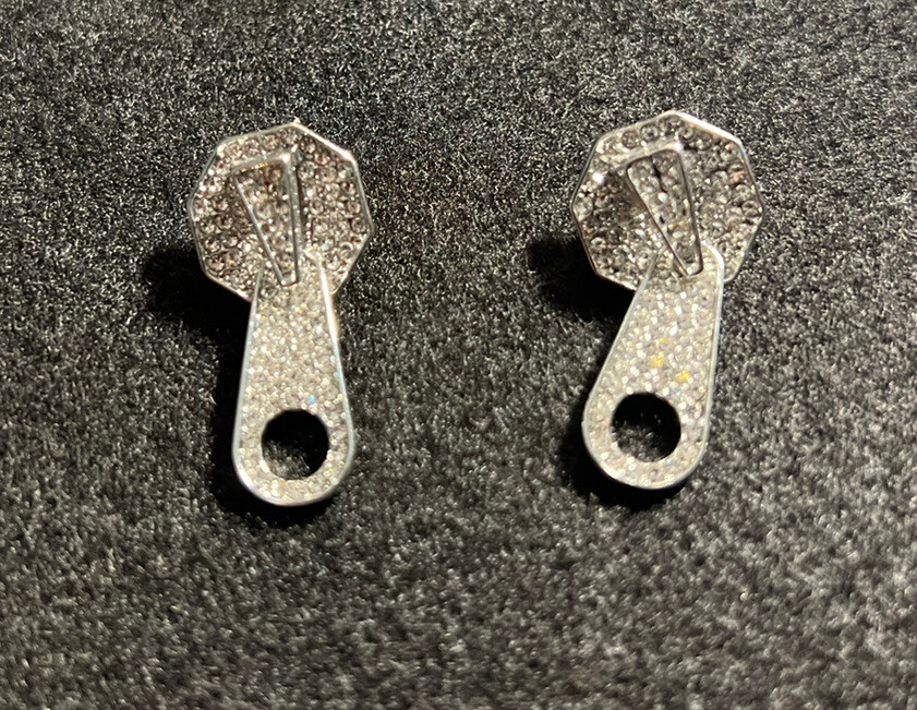 Silver Colored Zipper Earrings Unique Dimensions 3.6cm x 1.5cm