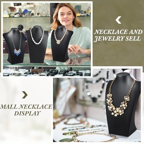 6 Pcs Black PU Leather Jewelry Bust Display 13.39 x 3.94 x 8.07 Inches