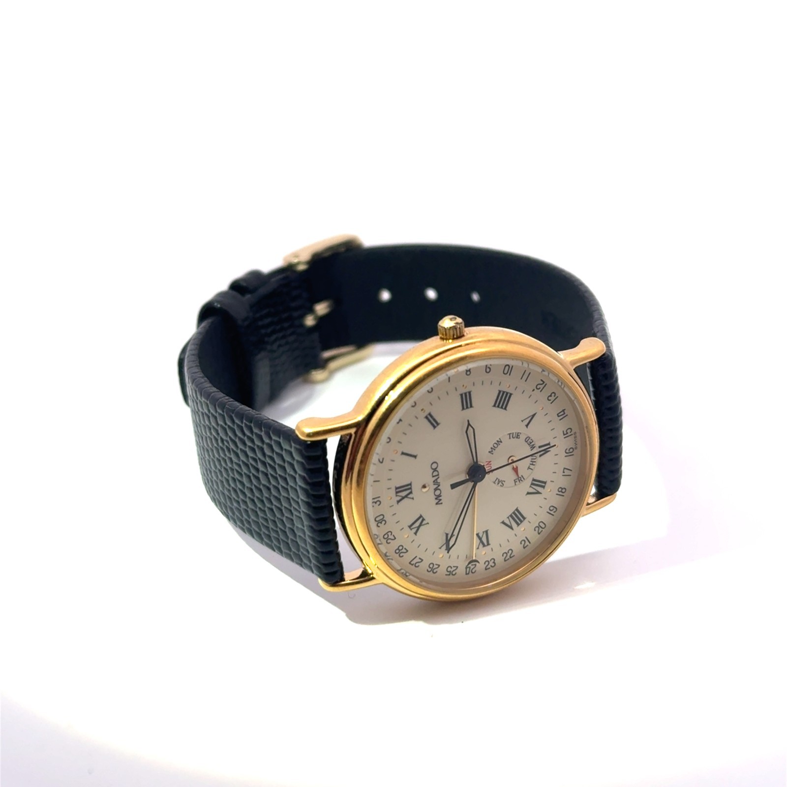 Vintage Movado ESQ Quartz 87-06-885 K Stainless Steel Cream Dial Wristwatch 33mm