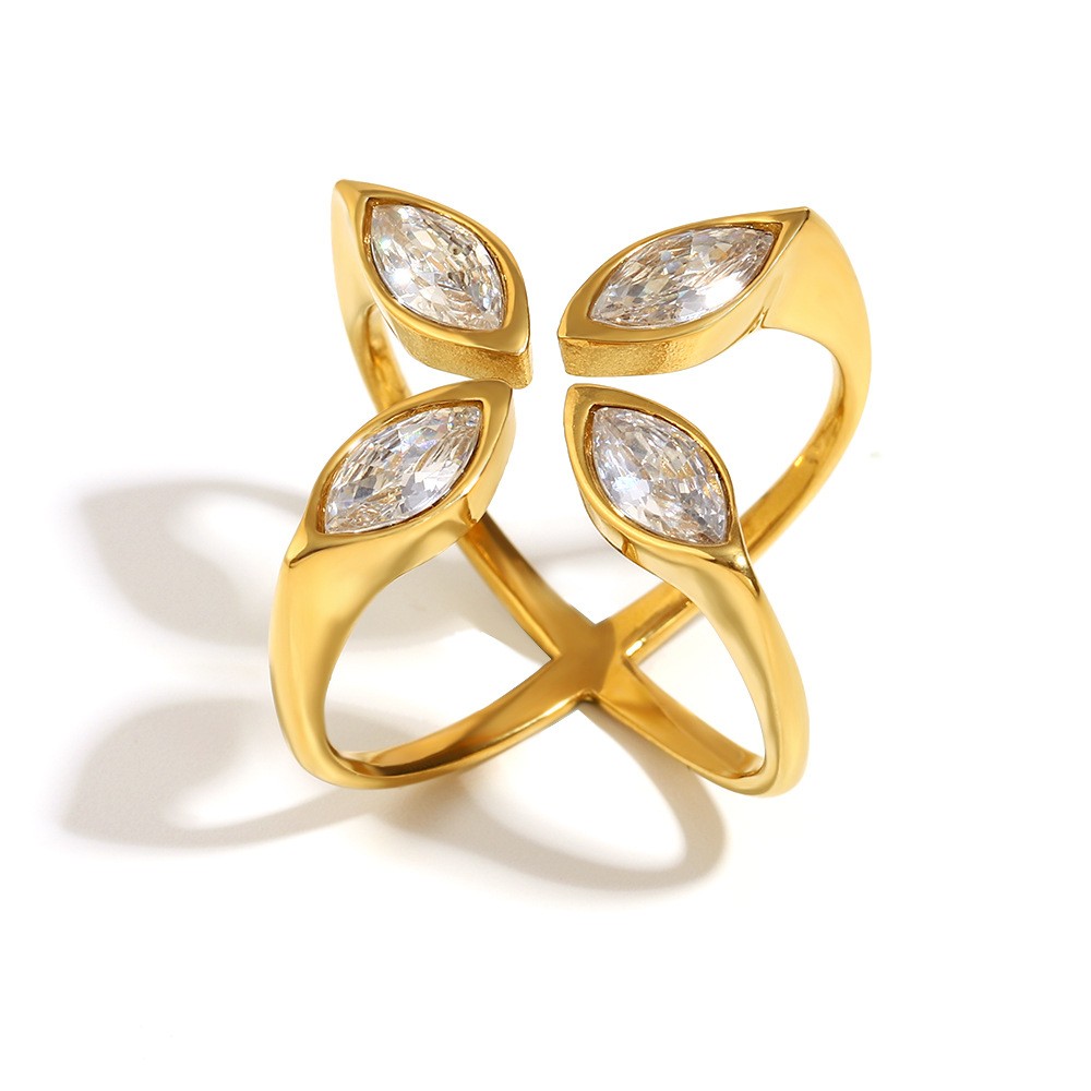 18K Gold Plated Stainless Steel Four Serpent Adjustable Open Band Snake Ring