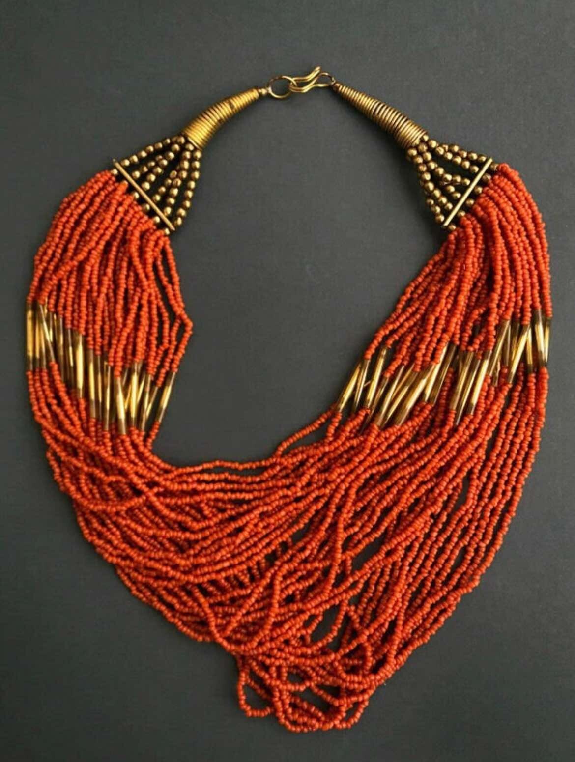 114g Antique Victorian Natural Coral Beaded 36-Strand Necklace | 17.7″ Rare Find