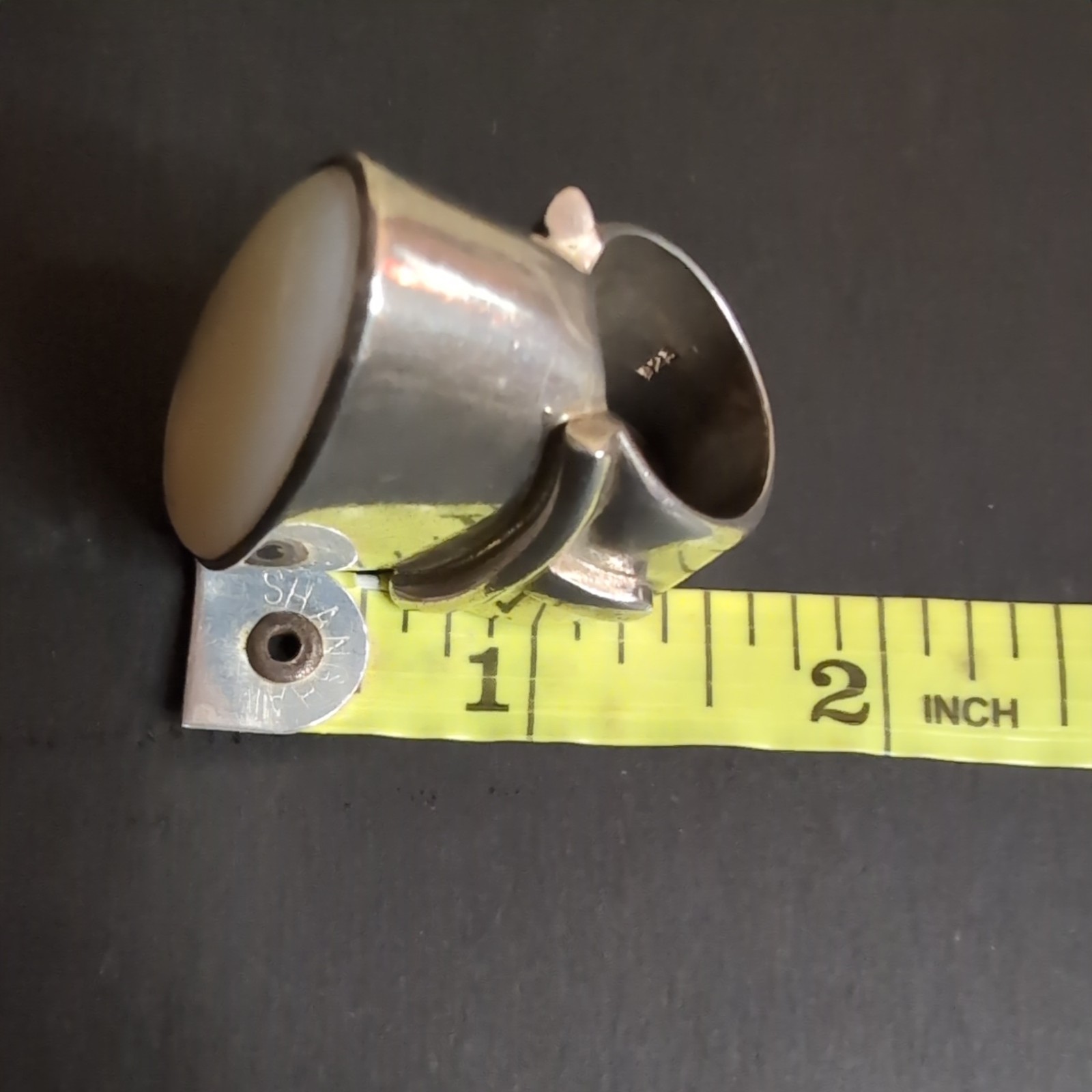 Heavy 925 Sterling Silver MOP Ring 40g Modernist Statement Size 6.75