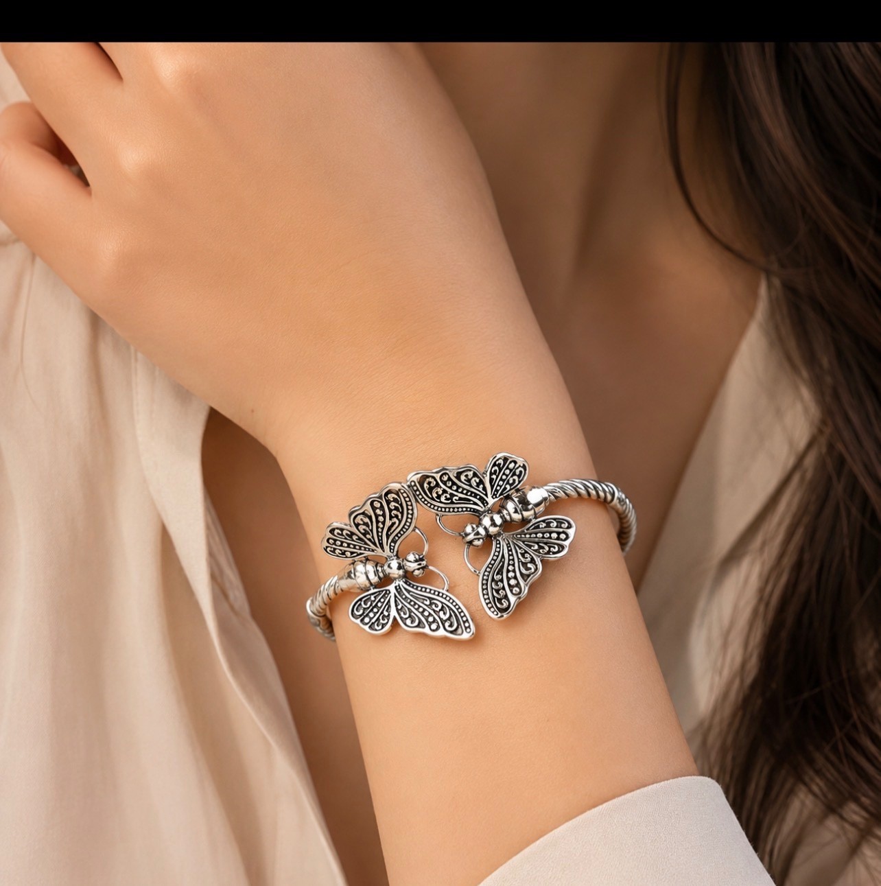 Retro Trend Personality Creative Butterfly Open Bracelet Ladies Niche Ethnic Sty