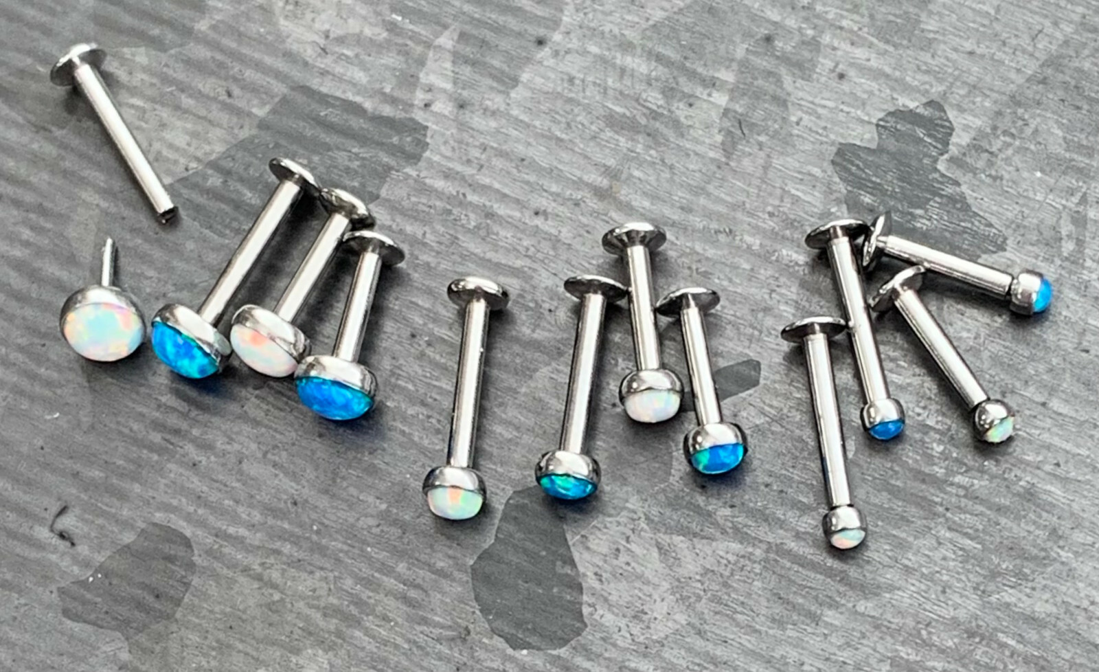 1pc Push In Opal Dome 16g Labret Monroe Stud Lip Ring Helix Ear Cartilage