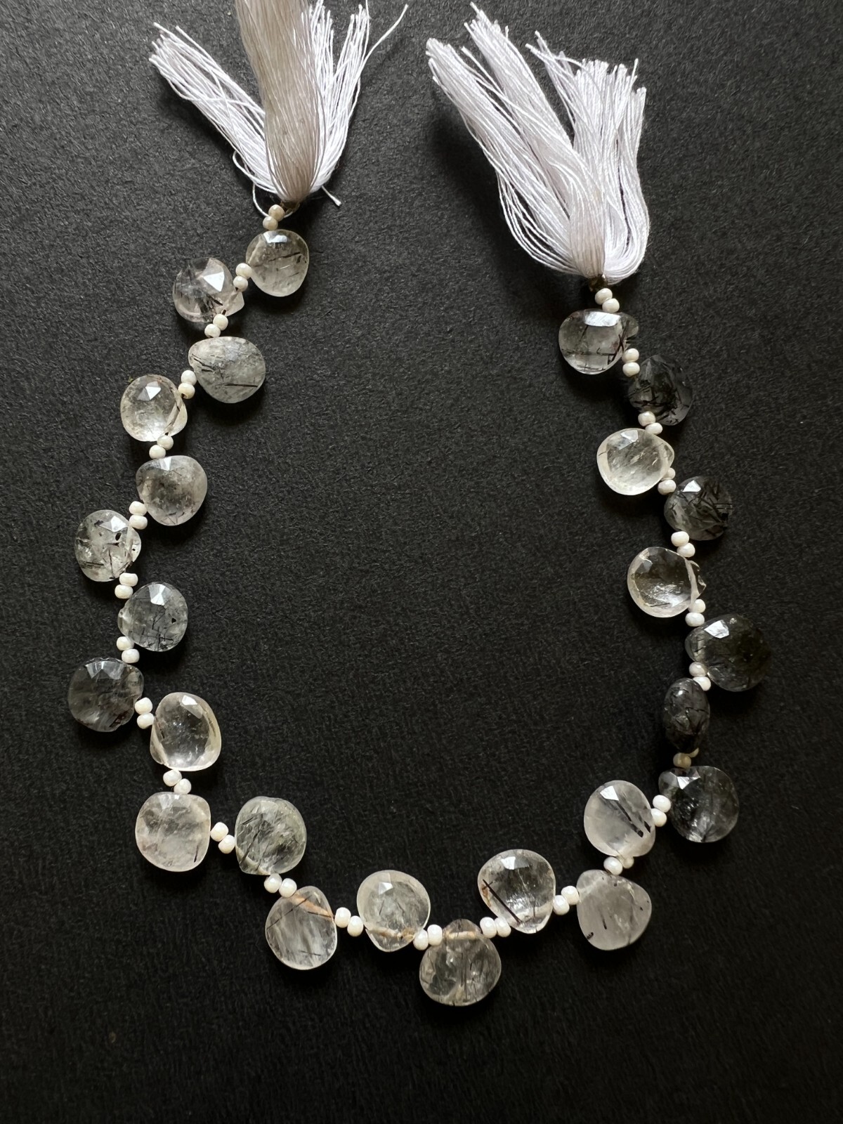 Black Rutail Faceted Pear Briolette Beads 1 Strand 8-9mm Teardrop Gemstone