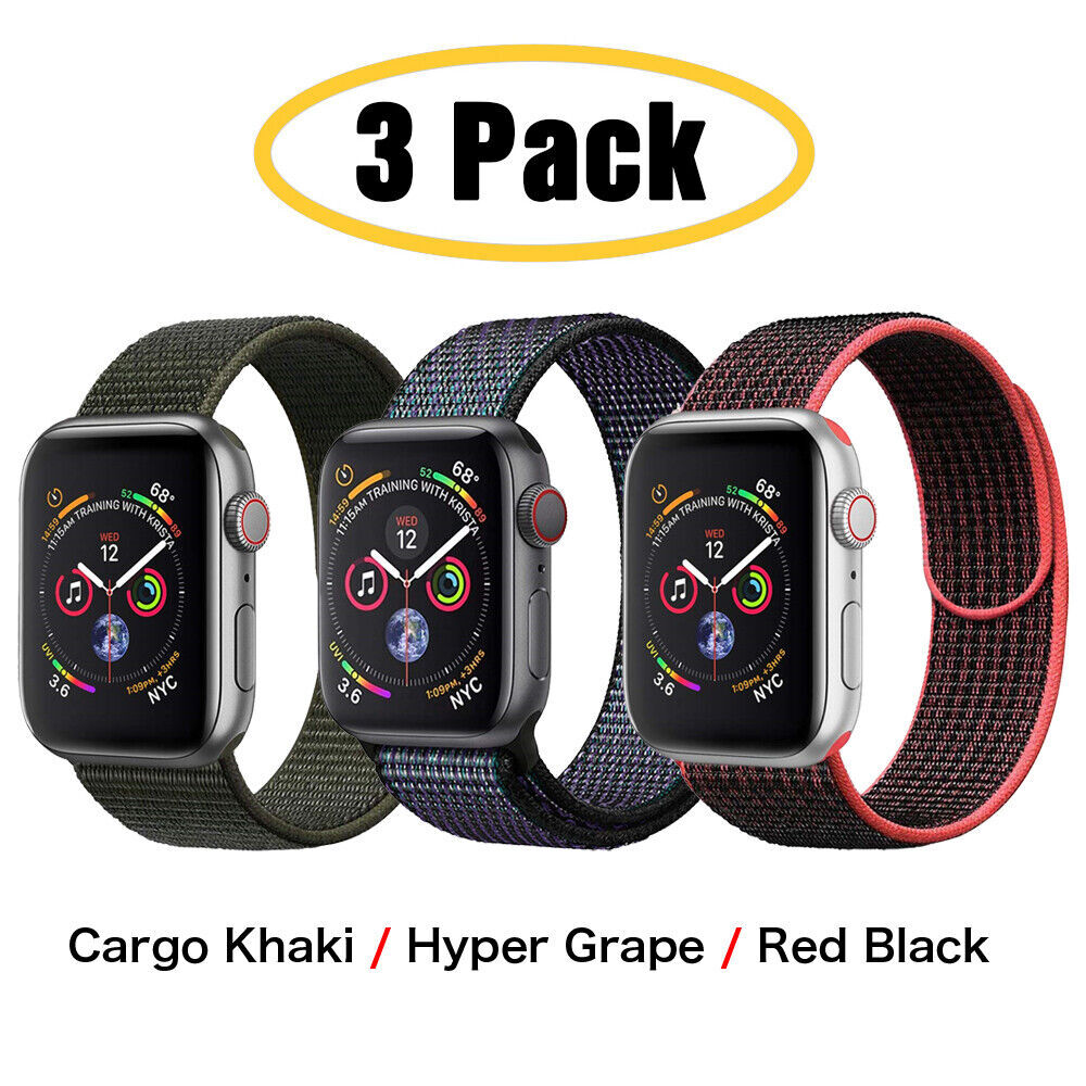 3 PACK Nylon Sport Band Strap For Apple Watch Series 11 10 9 8 7 6 SE 38/49mm