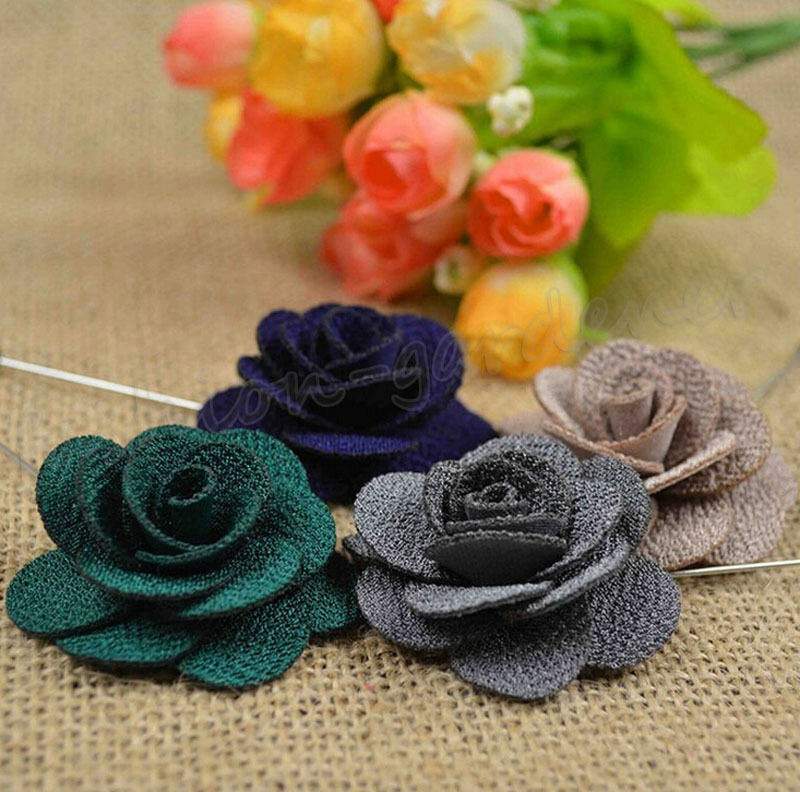 10Pack Men Nice Lapel Flower Daisy Boutonniere Stick Brooch Pin Suit Wedding A