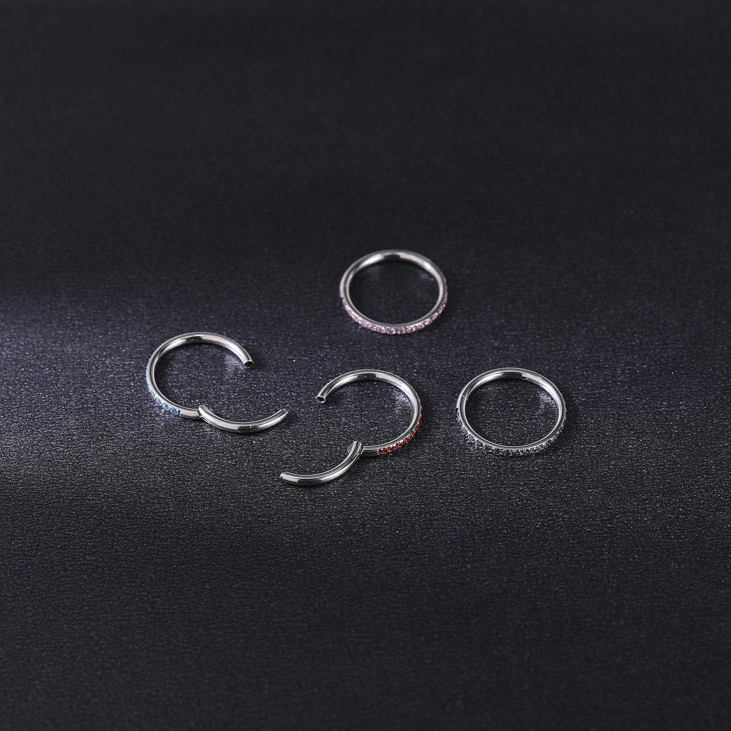 1 Pc Surgical Steel Nose Ring Hoop Septum Piercing CZ Cartilage Earrings Jewelry