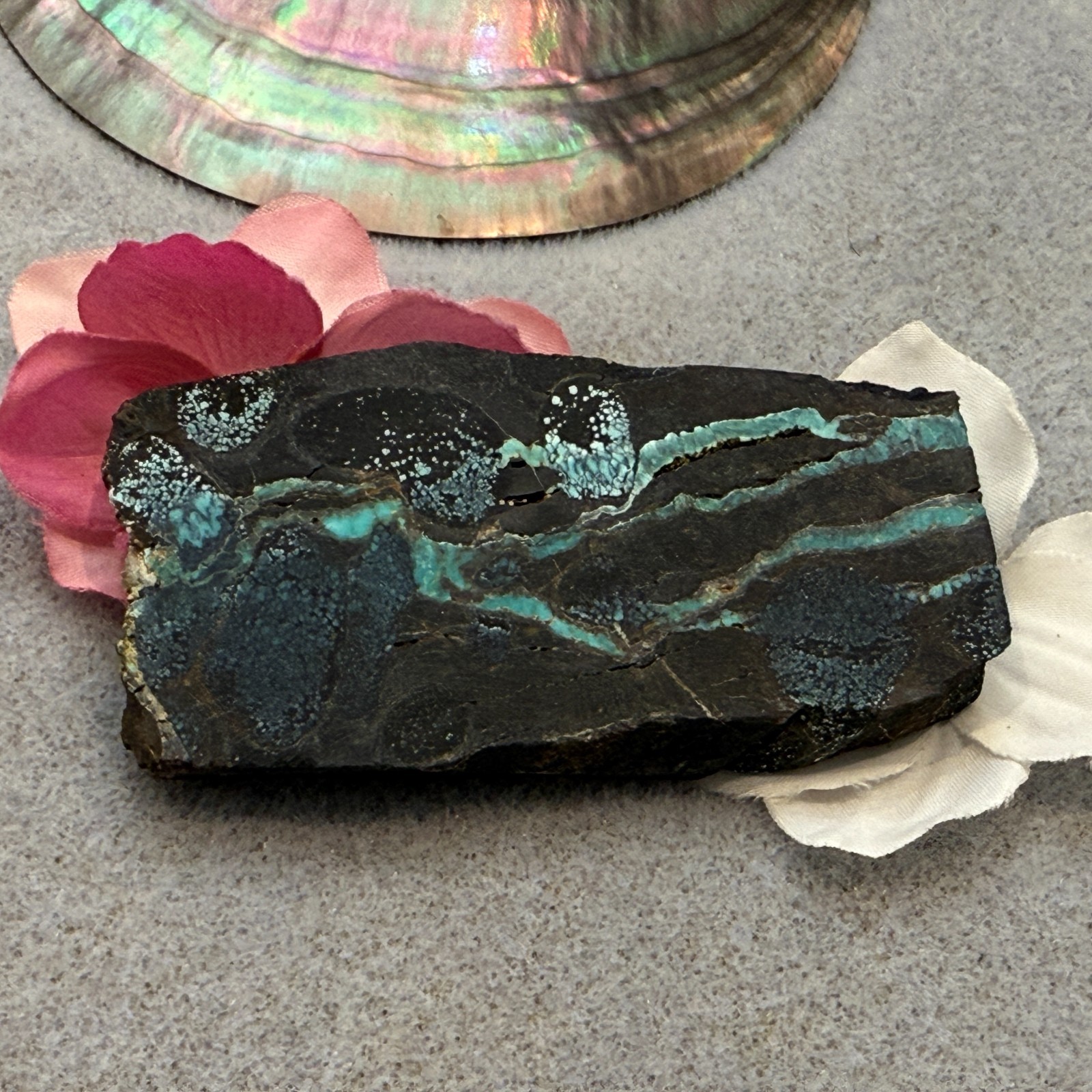 Natural Unpolished Bamboo Mountain Turquoise Slice, 35.6 grams, 178 ct, 27x73mm