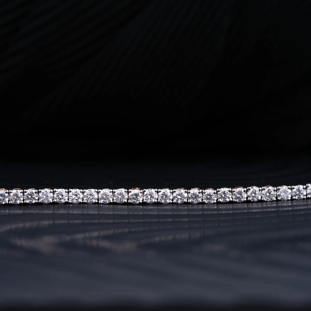 UGL Certified Round Cut Natural Diamond Tennis Bracelet In 14K Solid Rose Gold