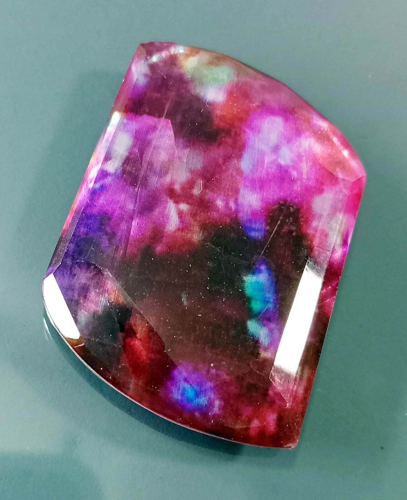 Fancy Cut Natural Opal-Like Organic 60+ Ct Ammolite EGL Certified Loose Gemstone