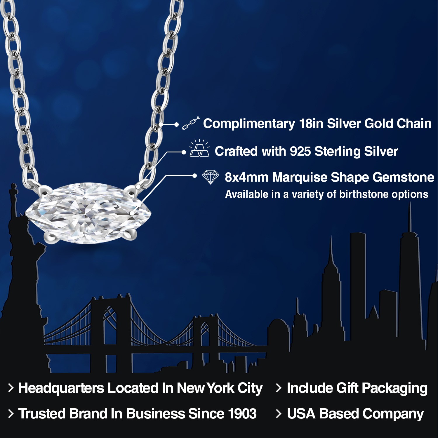 925 Sterling Silver White Moissanite Pendant Necklace for Women | 0.50 Cttw |