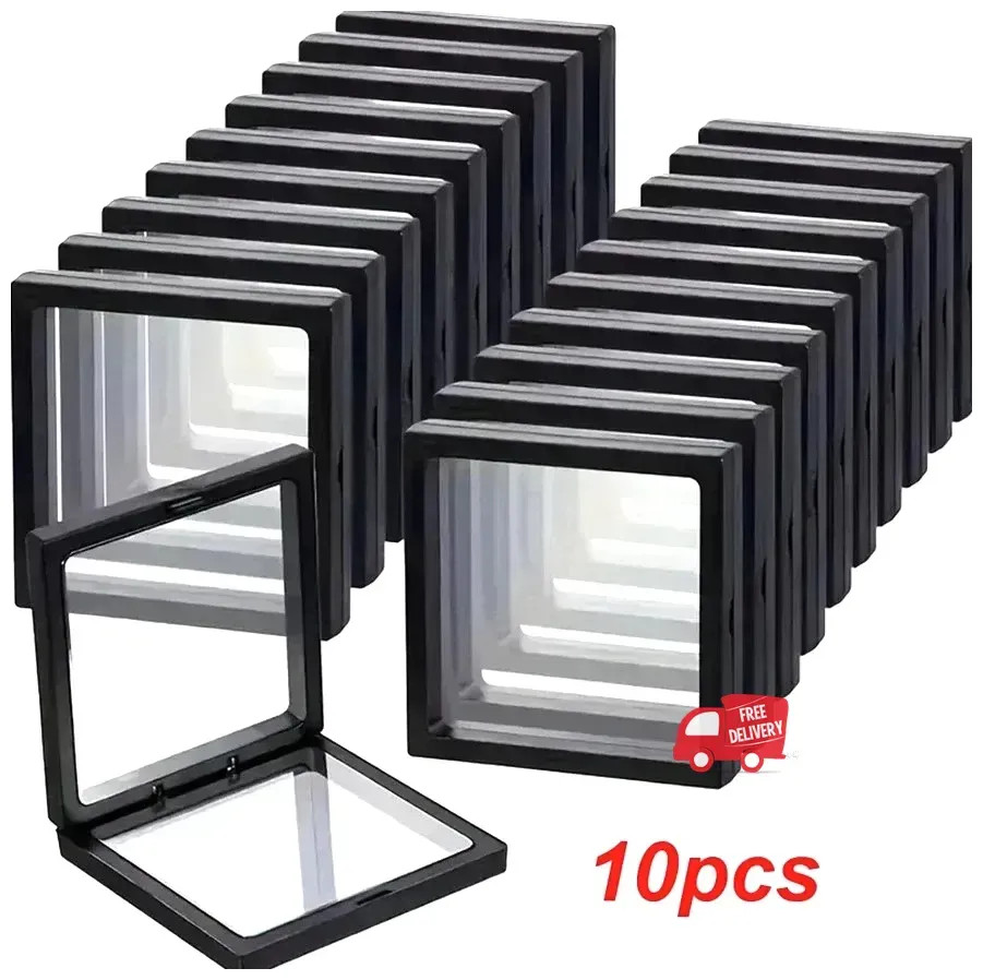 10pcs Transparent Floating Display Box Plastic Film Jewelry Packaging Case
