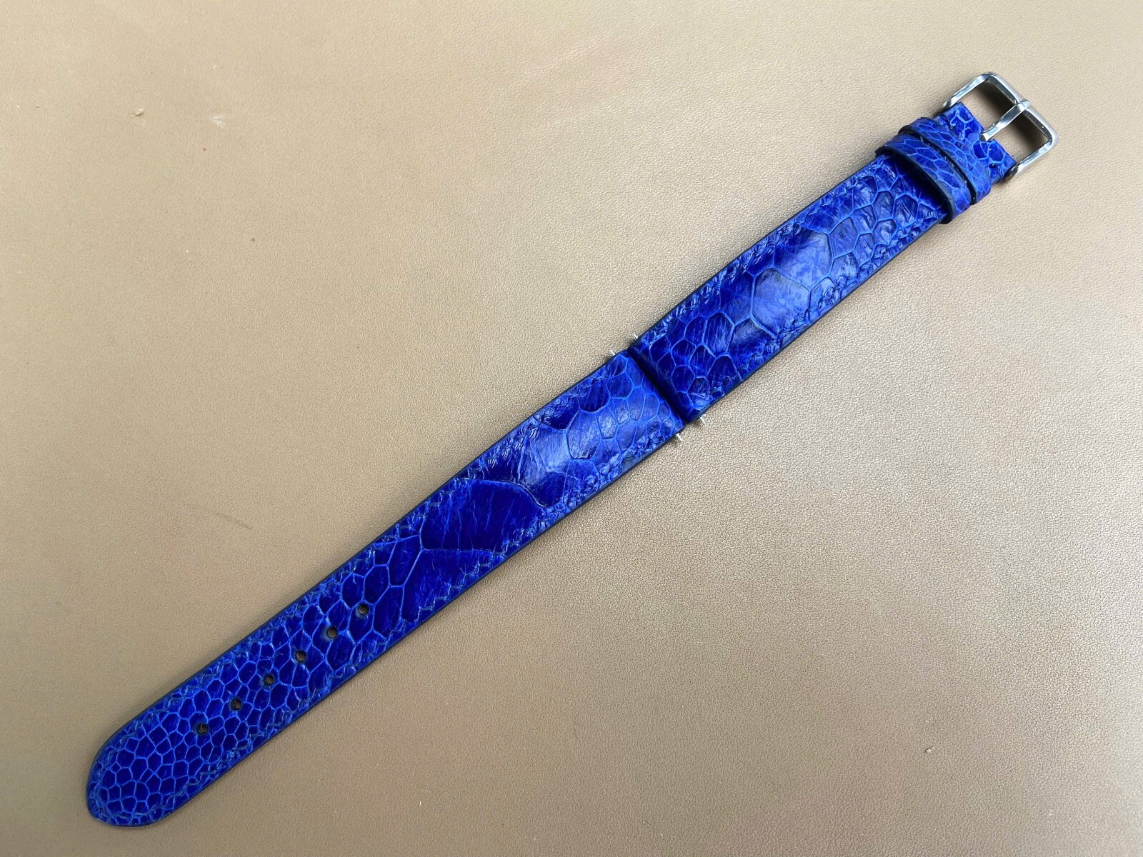 Blue Ostrich Leather Watch Strap Band, Size 18mm 19mm 20mm 21mm 22mm 24mm 26mm