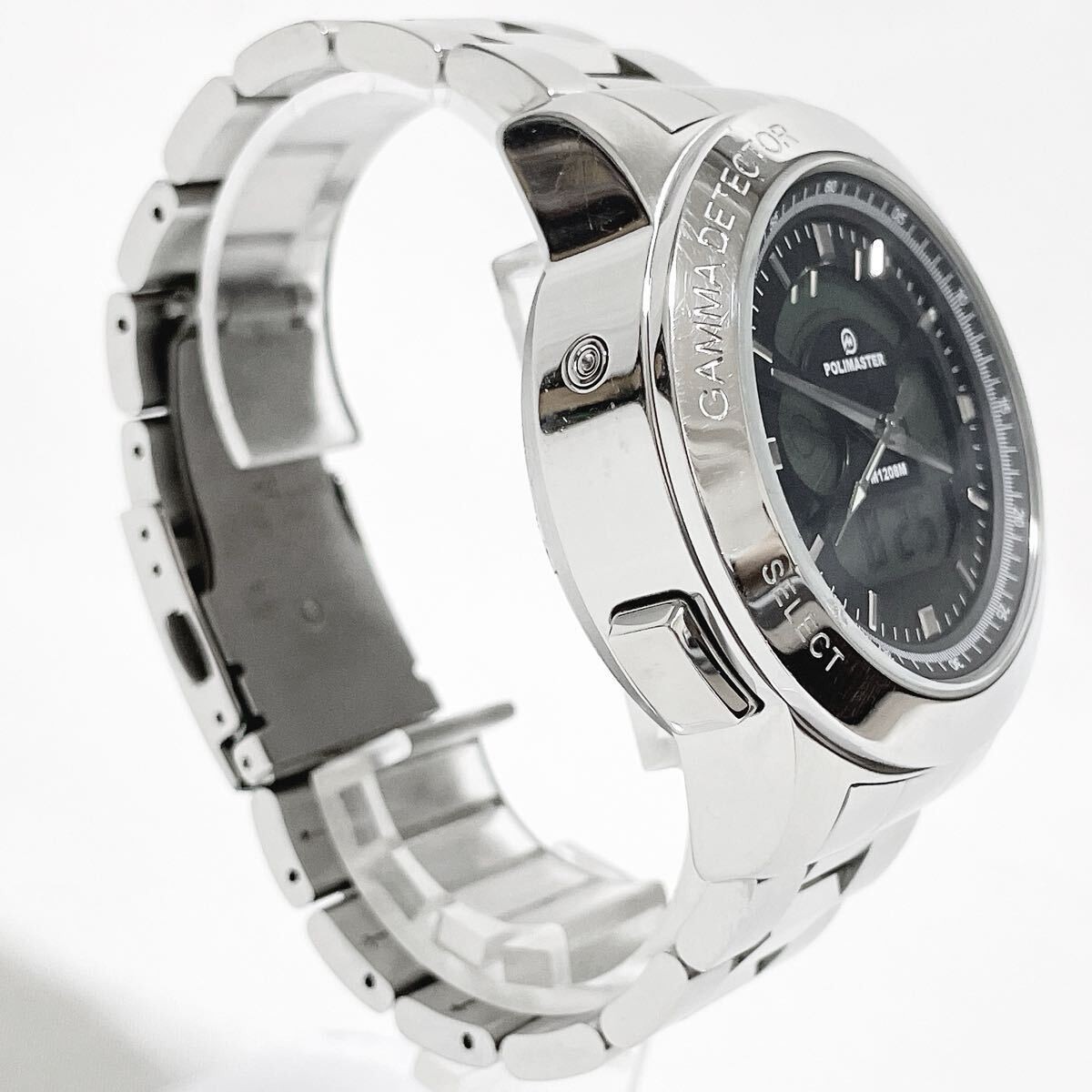 Polimaster PM1208M Men’s Watch Analog ＆ Digital Quartz 45mm Stainless Steel Used