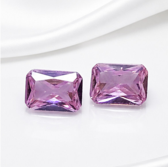 Natural Pink Zircon Emerald Shape 7×5 MM Certified Loose Gemstone Pair
