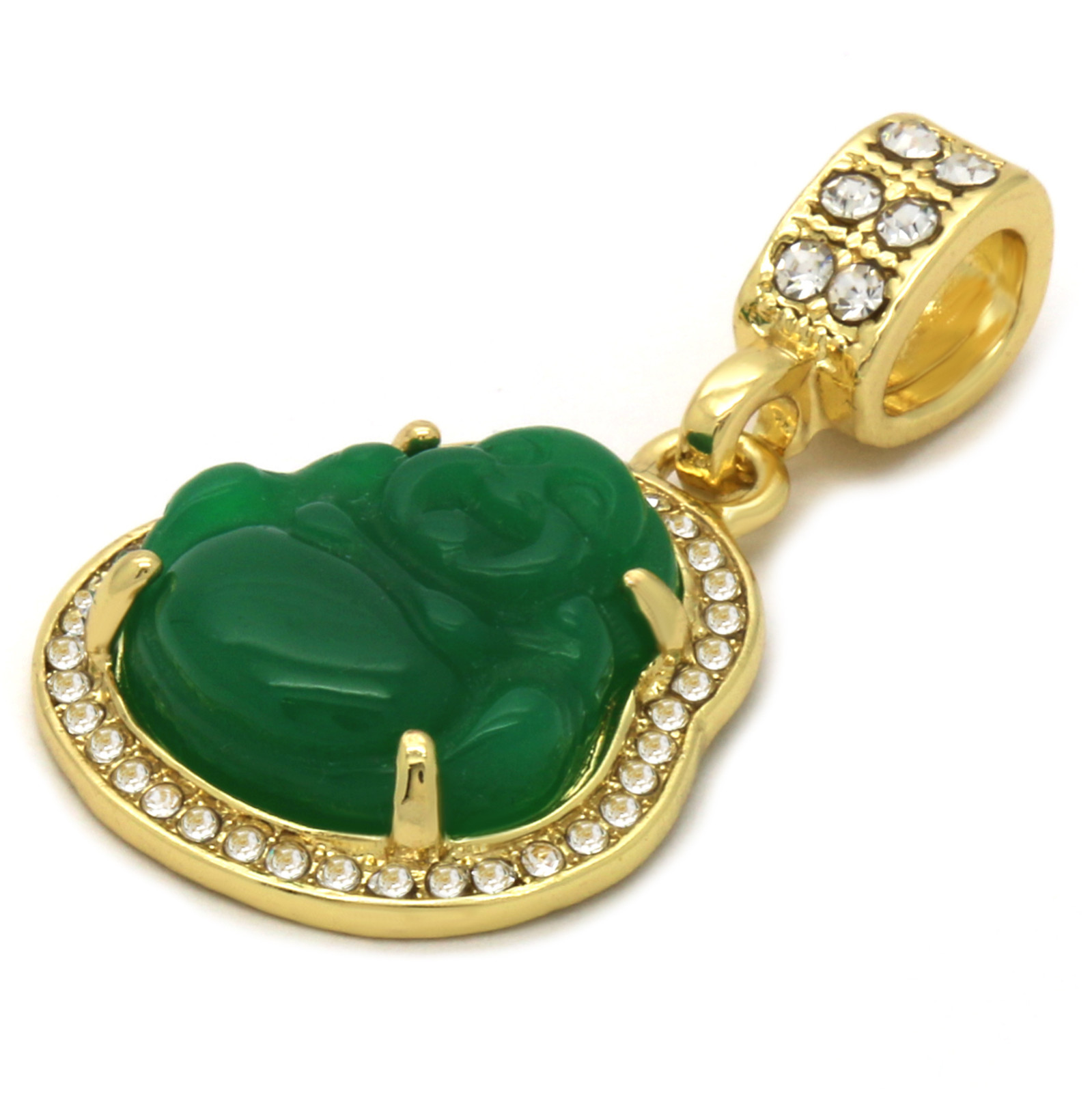 Men 14k Gold Plated green red buddha Cubic-Zirconia 30 & 24″ Cuban Chain
