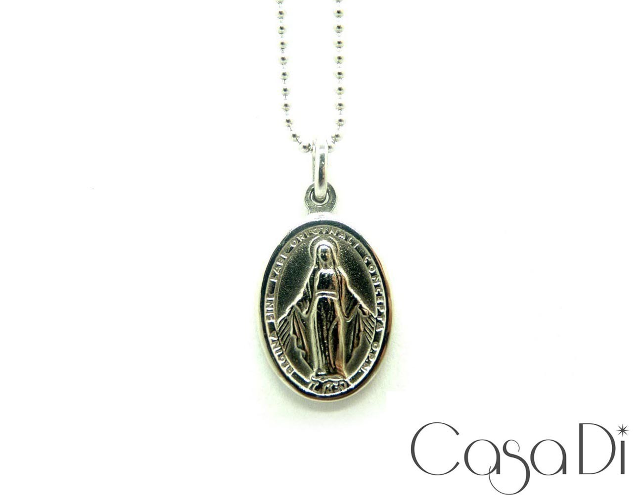 Madonna Pendant 750 18K White Gold 17mmx11mm Length 37cm