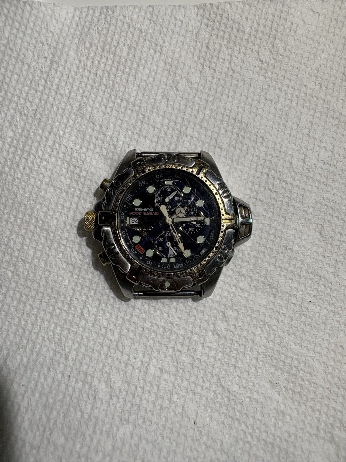 Rare Vintage 1998 Citizen Solar-Tech Aqualand Mens Divers 200M Watch