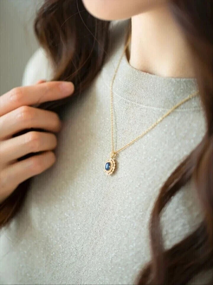 2.33 Ct Oval Cut Blue sapphire Pendant Wedding Pendant 14k Solid Yellow Gold
