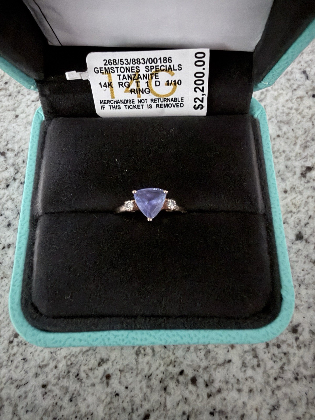 EFFY 14k Rose Gold Diamond Tanzanite Ring Size7