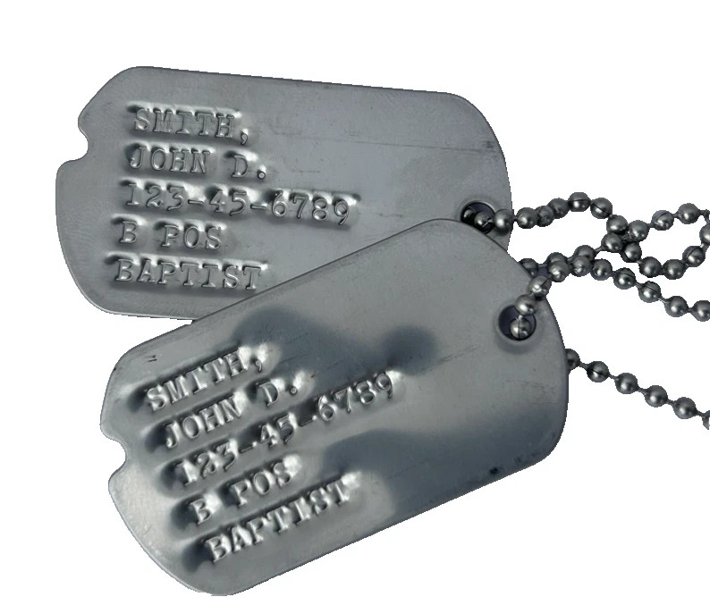 Notched Dog Tags Genuine Military Issue Stainless Steel Personalized Custom