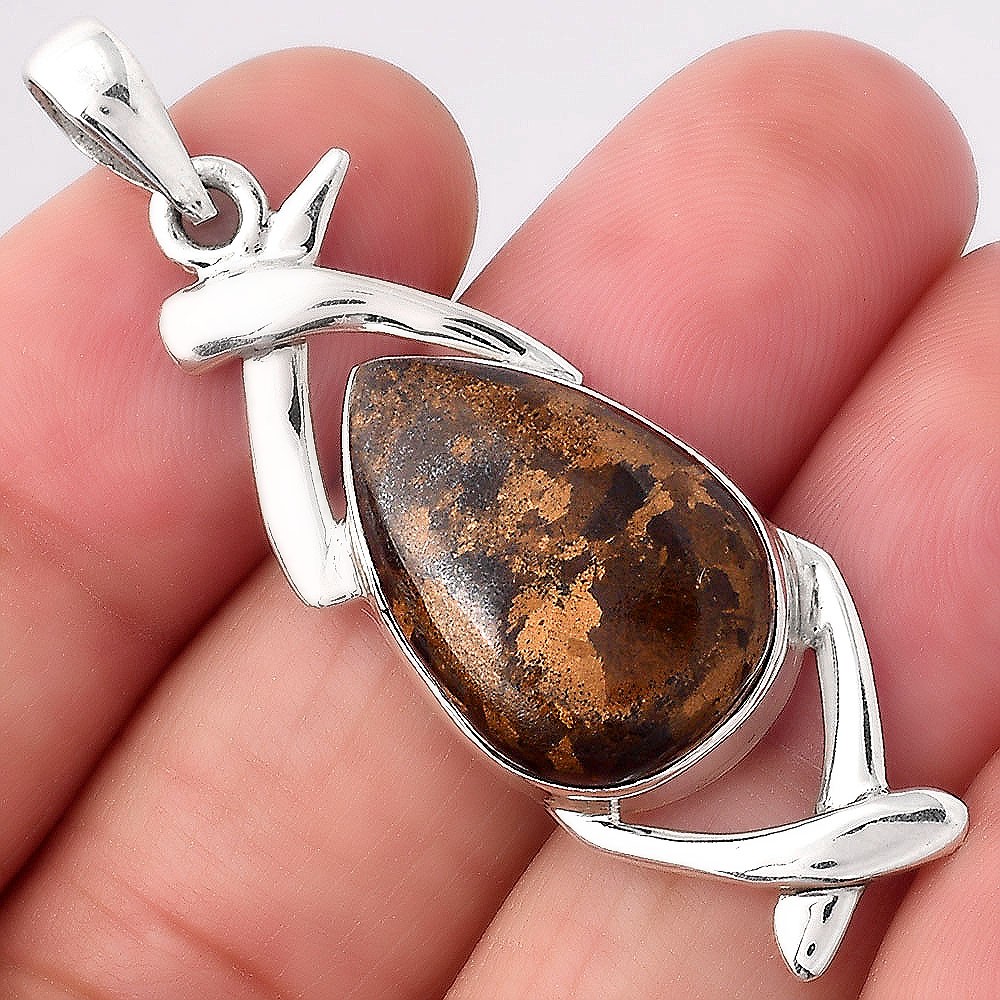 Natural Bronzite 925 Sterling Silver Pendant Jewelry P-1428