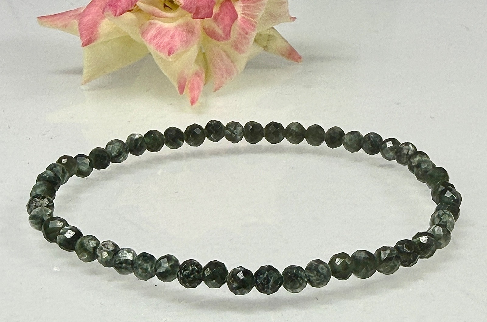 Wholesale 6 Pcs 4mm Seraphinite Faceted Natural Crystal Stretch Bracelet 7.5″