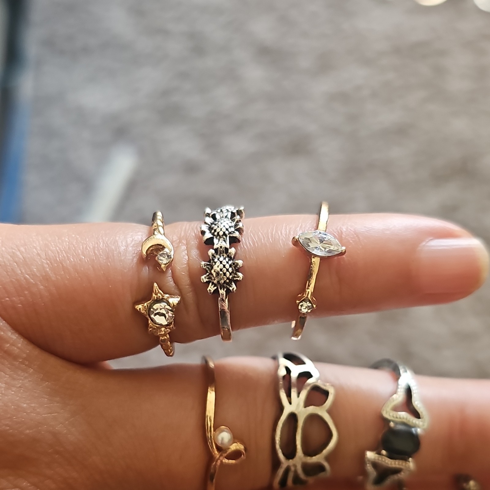 Mixed Metal Gold & Silver Stackable Band Rings Lot 10 Set C Size 6/7/8