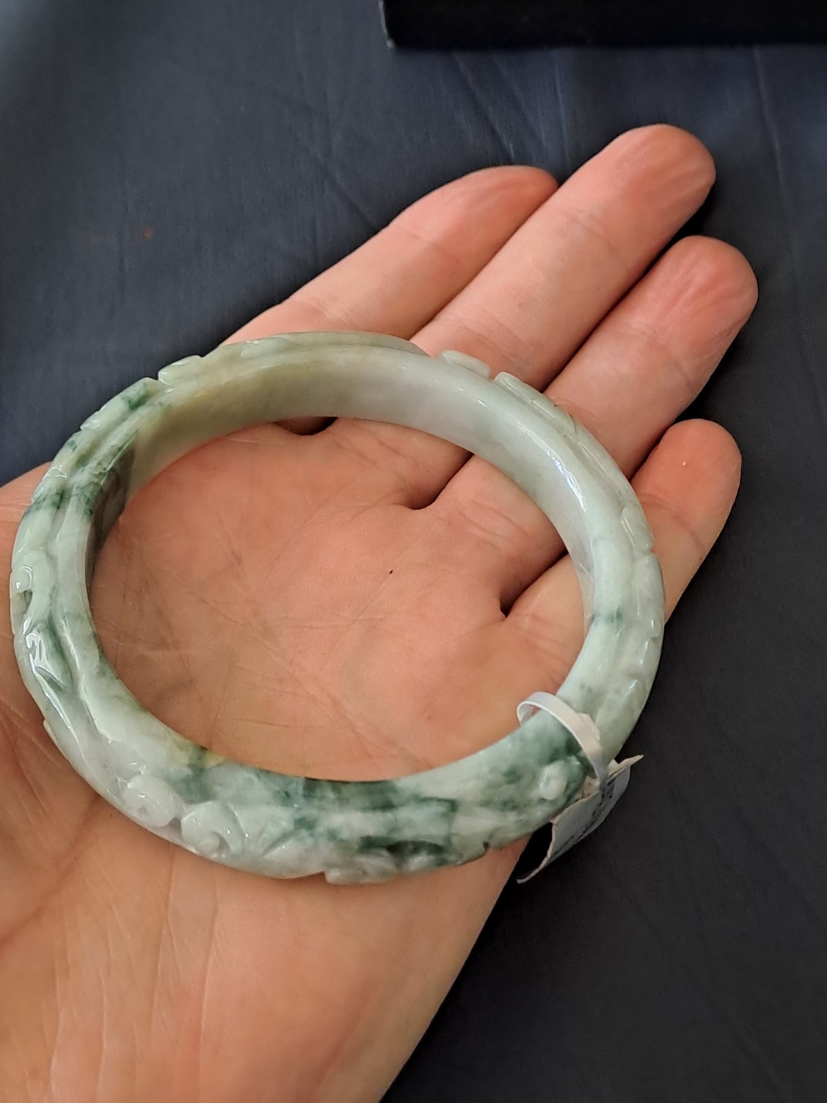 BURMESE JADEITE GRADE A CERTIFIED 300CTS ” DRAGON & PHOENIX ” CARVED BANGLE