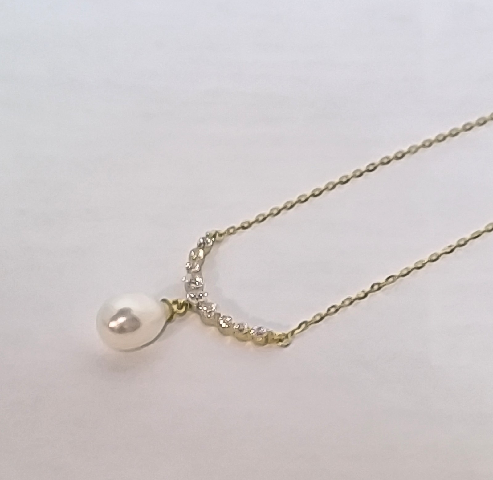 Vermeil 925 Silver Necklace 9″ When Closed Pearl Pendant White 1mm Width Gold Co
