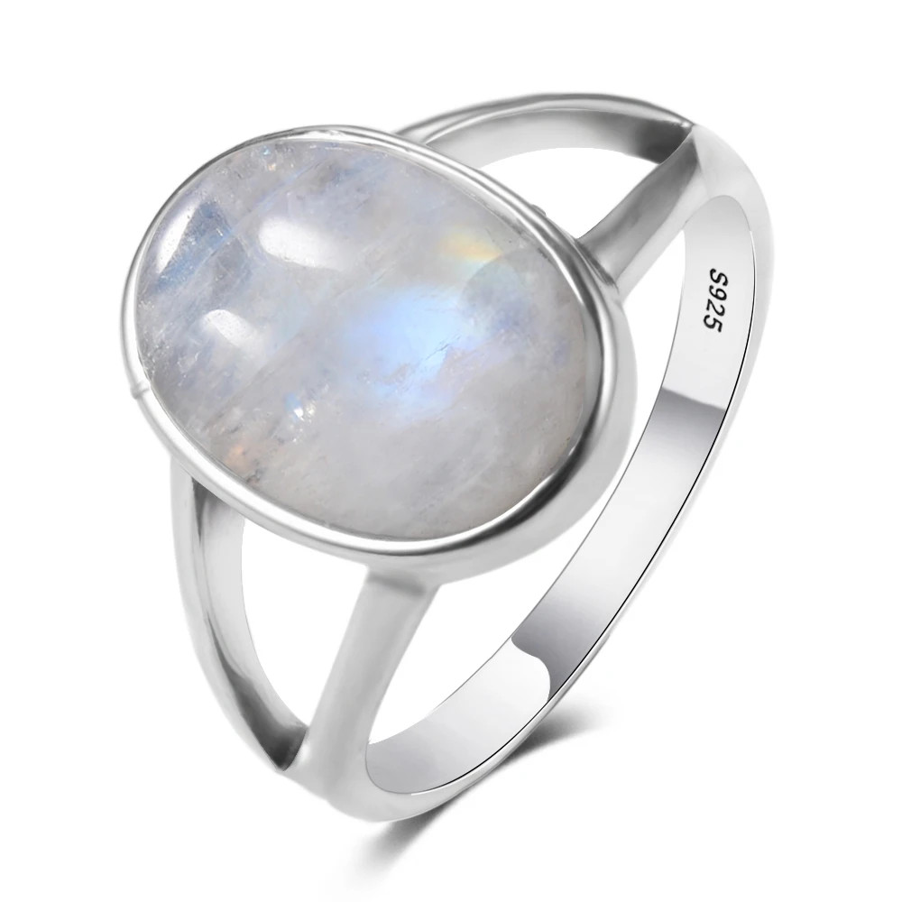 Moonstone Ring Sterling Silver Oval Tension Mount Vintage Wedding Women Jewelry