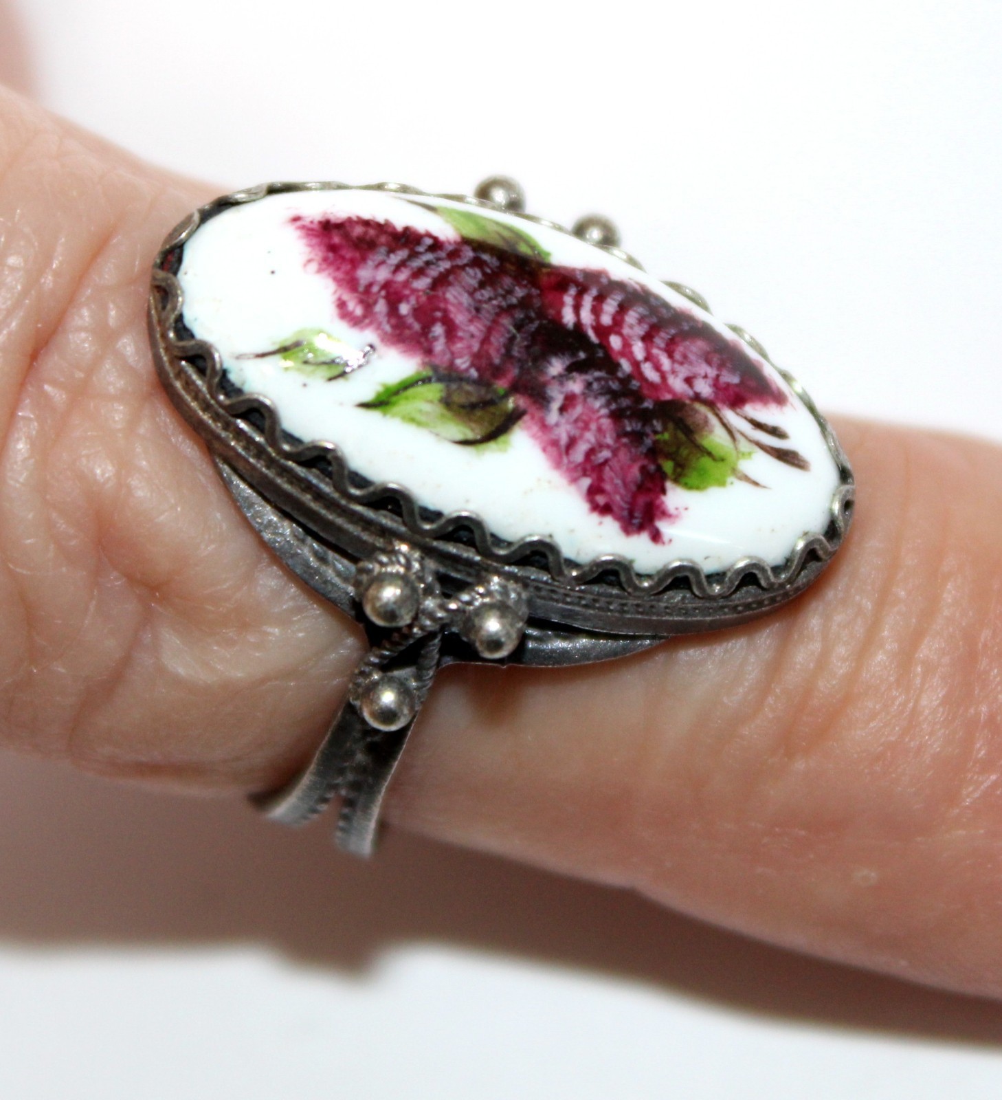Vintage Russian Hand Painted Enamel Rings 3 Variation Finift Technique #76,80,82